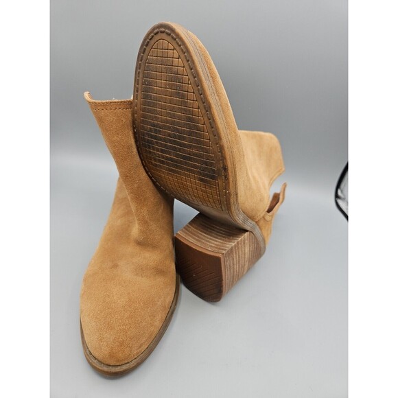 Steve Madden Sharini Tan Suede Leather Slit Ankle Booties Shoes Womens 9.5 M - Picture 9 of 10